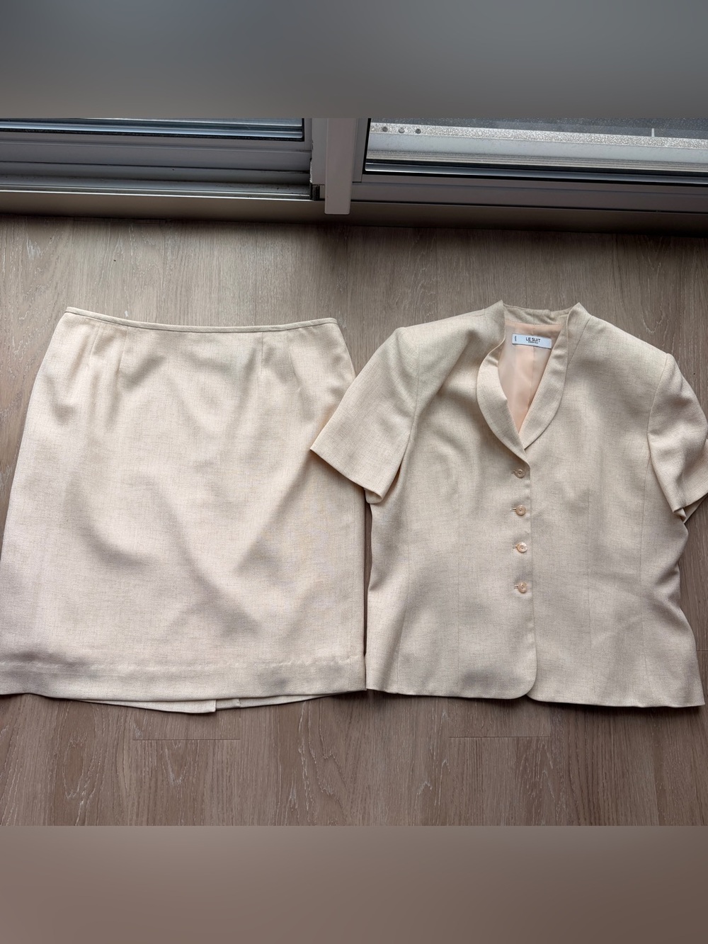 Vintage Le Suit cream skirt suit set